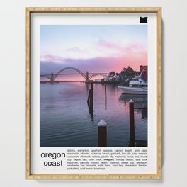 Oregon Coast Sunset and Bridge | Travel Photography Minimalism Serving Tray