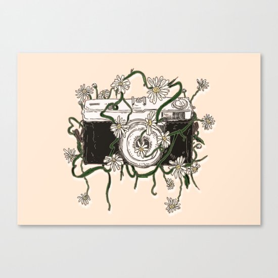 Vintage Camera Blooms Canvas Print