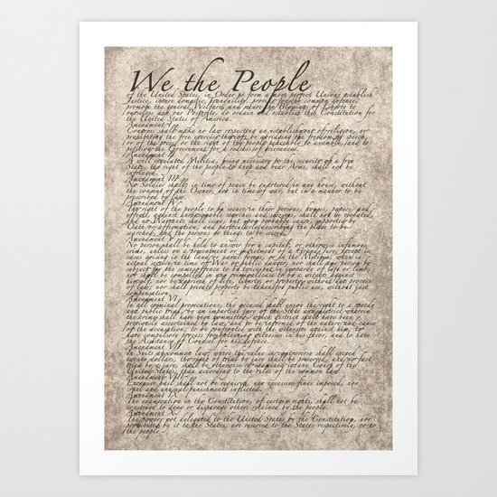 us constitution united states bill of rights art print by