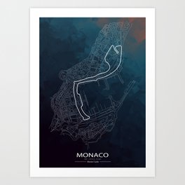 Monaco Race Track Map - Circuit de Monaco Art Print