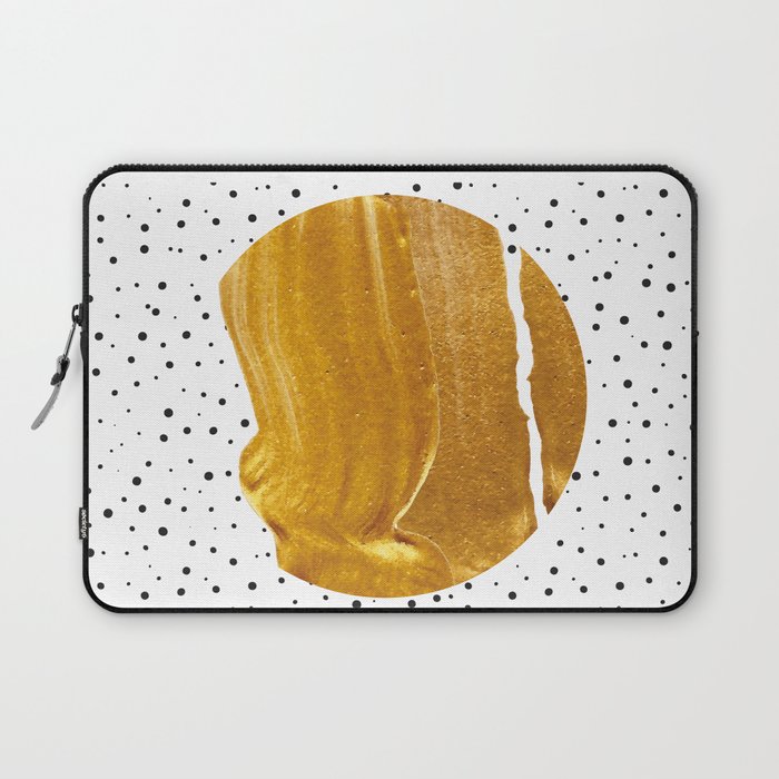 Stay Gold | Abstract Geometric Painting | Polka Dots Quirky Eclectic | Modern Boho Luxe Laptop Sleeve