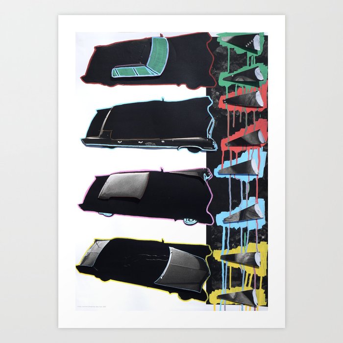 Disassembled Car Collage Breakdown Art Print