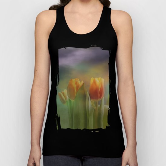 Painterly spring tulips on an abstract background Unisex Tank Top