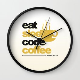 Programmer - eat sleep code coffee Wall Clock