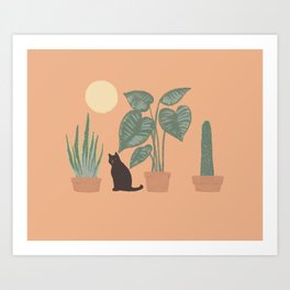 Hidden cat 10 plants good day Art Print