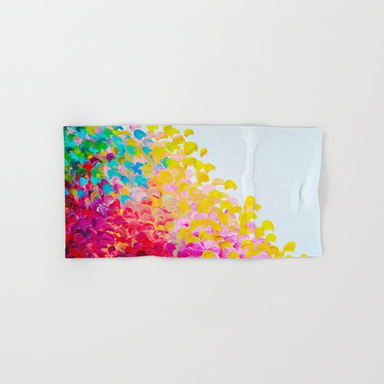 CREATION IN COLOR - Vibrant Bright Bold Colorful Abstract Painting Cheerful Fun Ocean Autumn Waves Hand & Bath Towel