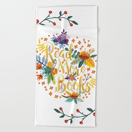 Read More Books - Floral Gold Beach Towel