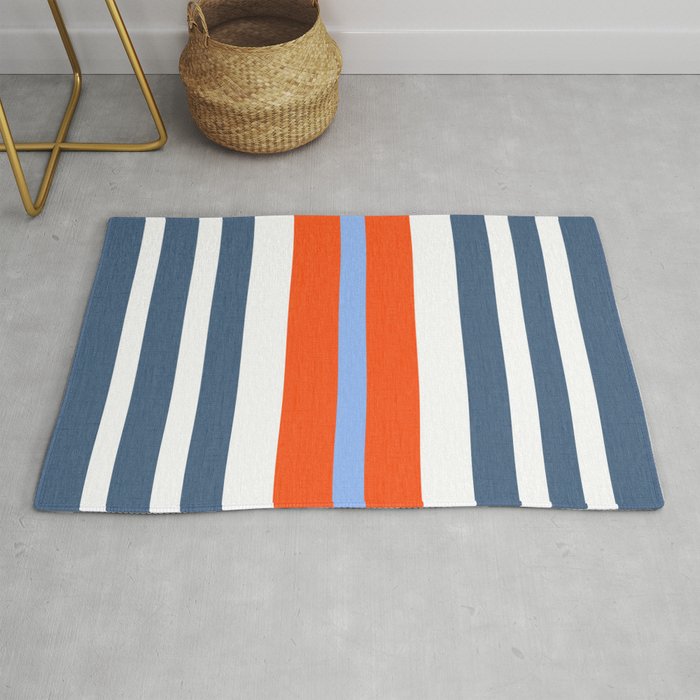 Mitchell Stripe Red White And Blue With Sky Blue Rug