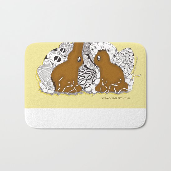 Chocolate Easter Bunny Problems Children Illustrations Bath Mat