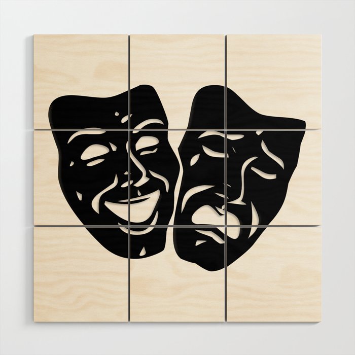 Theater Masks of Comedy and Tragedy Wood Wall Art by ...
