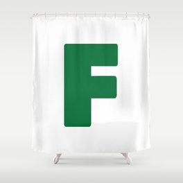 F (Olive & White Letter) Shower Curtain