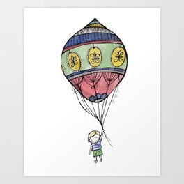 Boy with a Balloon Art Print | Birthdays, Digital, Birthday, Cute, Balloon, Perfect, Little, Adventure, Babyshowers, Blond 