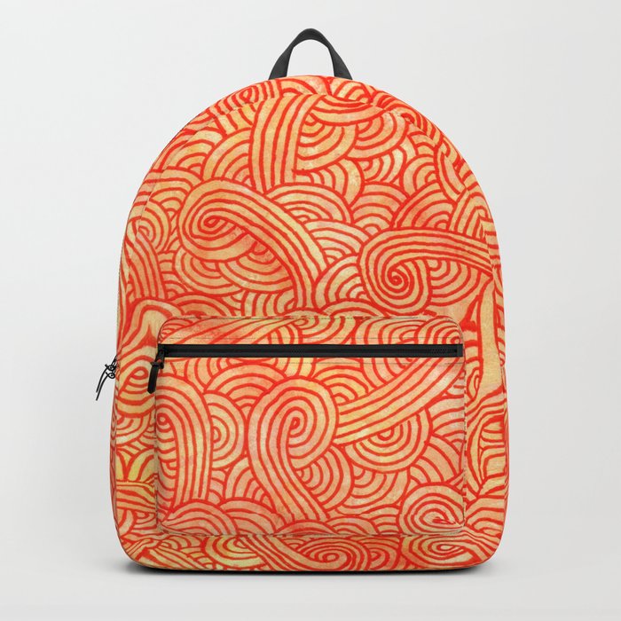 Red and orange swirls doodles Backpack