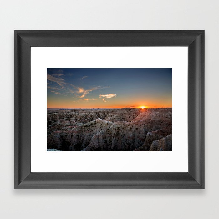 South Dakota Sunset - Dusk in the Badlands Framed Art Print