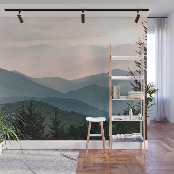 Smoky Mountain Pastel Sunset Wall Mural