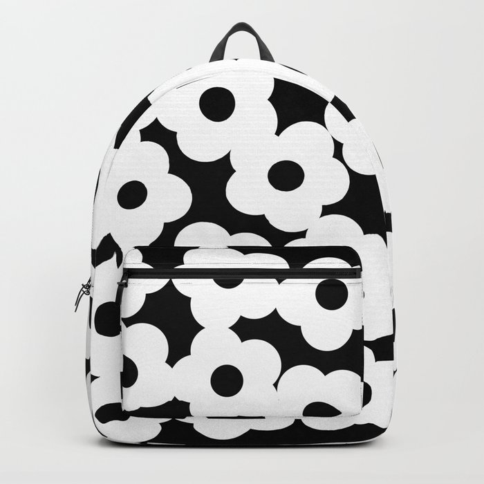 Daisies in White/Black Backpack
