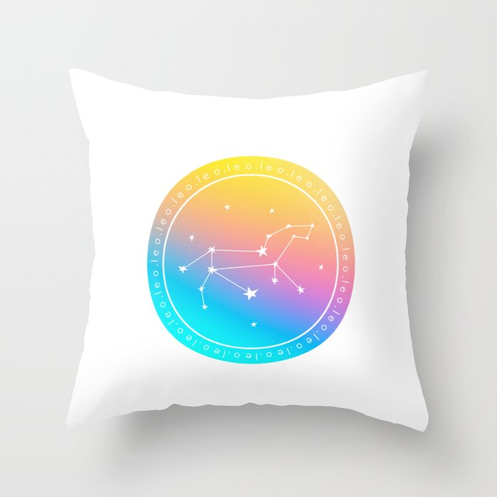 Leo Zodiac | Rainbow Circle Throw Pillow