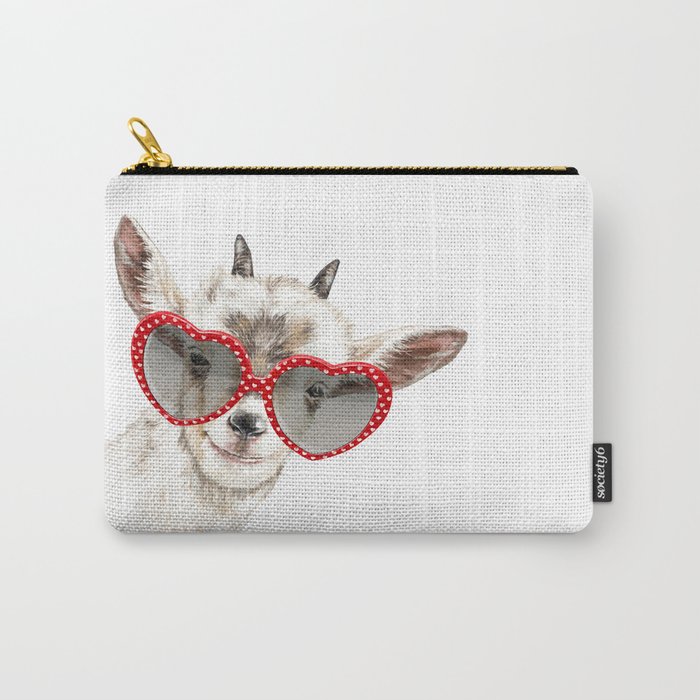 Hipster Goat with Glasses Carry-All Pouch