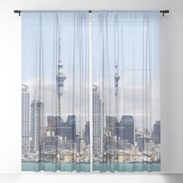 New Zealand Photography - Sky Tower In The Center Of Auckland Sheer Curtain