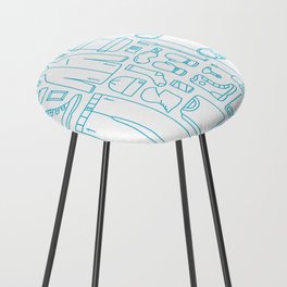 Snowboard gear icons - white Counter Stool