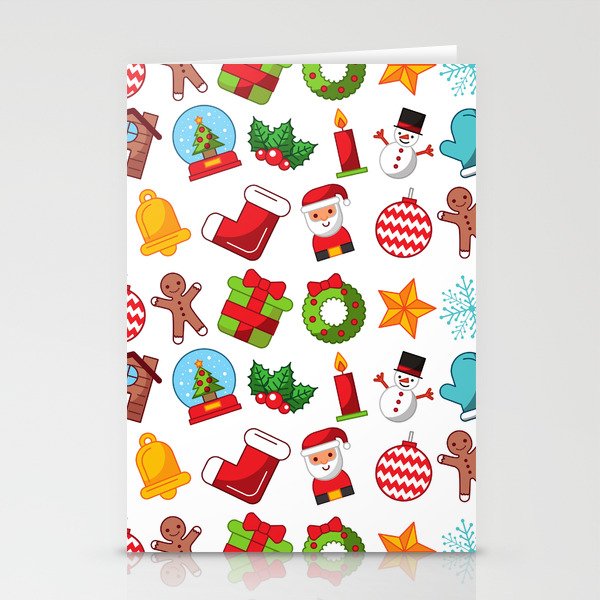 Christmas Icons Pattern Background Stationery Cards