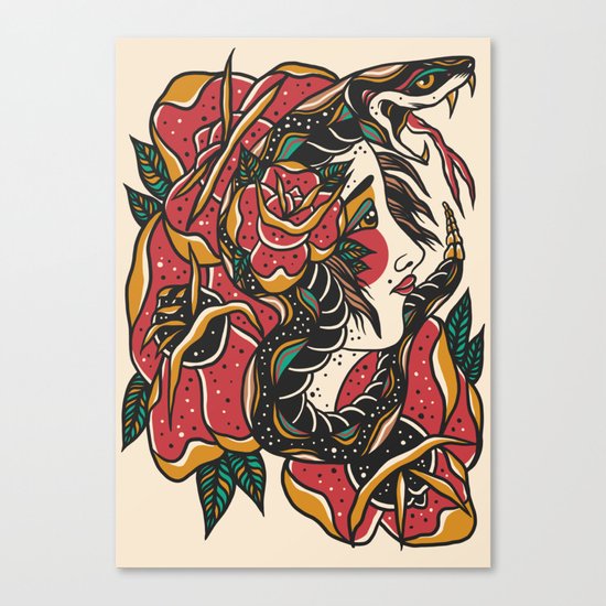Woman with Snake Canvas Print