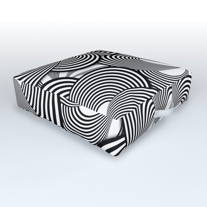 Fun Black and White Flower Pattern - Digital Illustration - Graphic Design Outdoor Floor Cushion