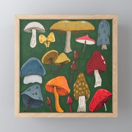 Mushroom Fungus Love Pattern Framed Mini Art Print