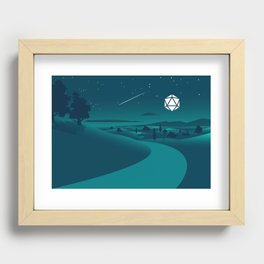 Countryside Road Night Shooting Star D20 Dice Moon Tabletop RPG Landscape Recessed Framed Print
