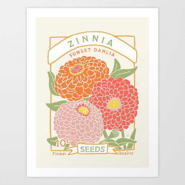 Zinnia Seed Packet  Art Print