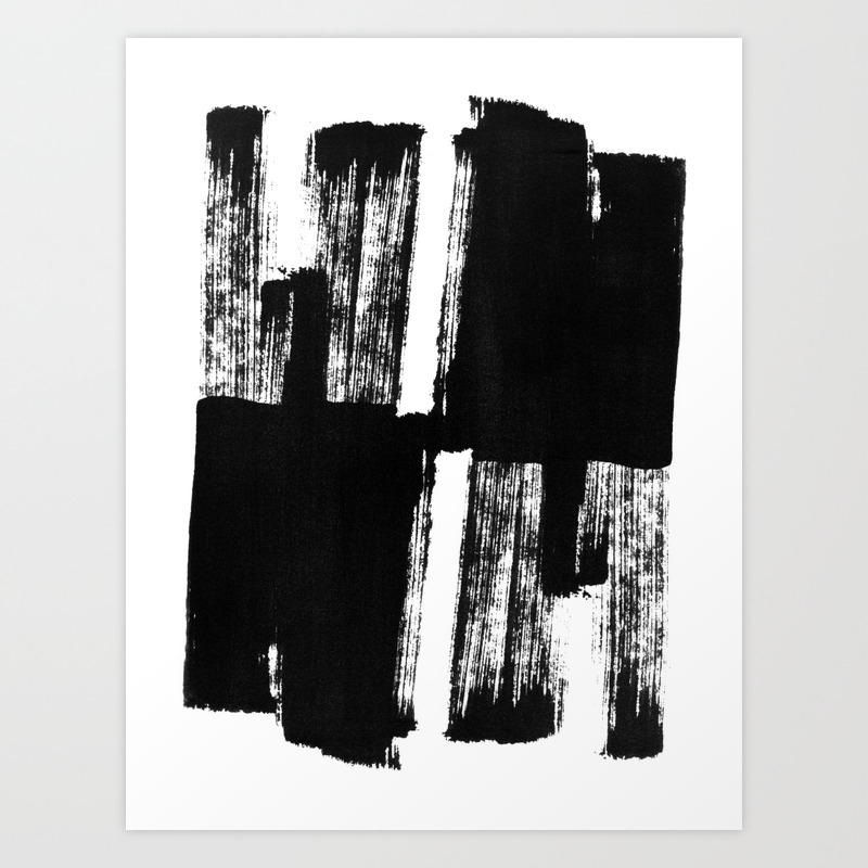 Abstract Brush Stroke Shape In Black Ink Art Print By Mininst