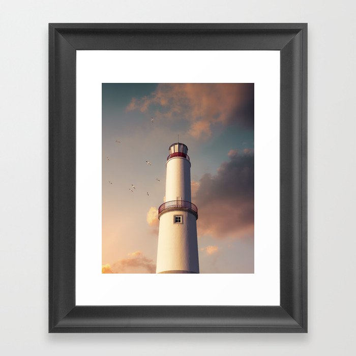 Lighthouse at Sunset Framed Art Print