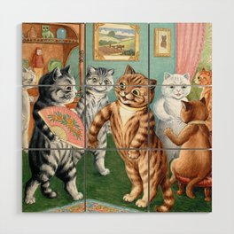 The Gathering by Louis Wain Wood Wall Art