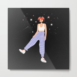 Red Saturn Girl Metal Print | Planets, Digital, Femalecharacter, Cuteillustration, Characterdesign, Curated, Space, Stars, Redhair, Fashion 