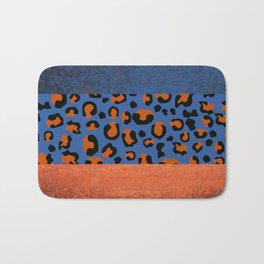 Blue Urban Jungle - Leopard Pattern  Bath Mat | Curated, Retro, Blue, Vintage, Modern, Panther, Digital, Graphicdesign, Animal Pattern, Jungle 