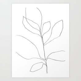 Seven Leaf Plant - Minimalist Botanical Line Drawing Art Print