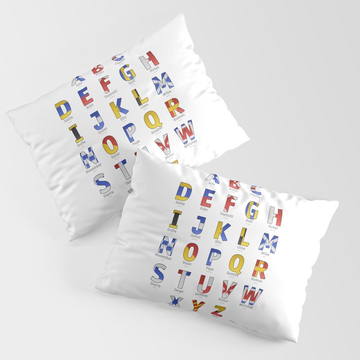 Navy Alphabet Letter Leather Pillow Sham by Almanach by