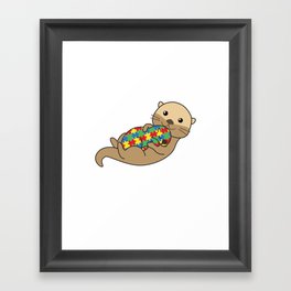 Autism Awareness Month Puzzle Autism Mom Otter Framed Art Print
