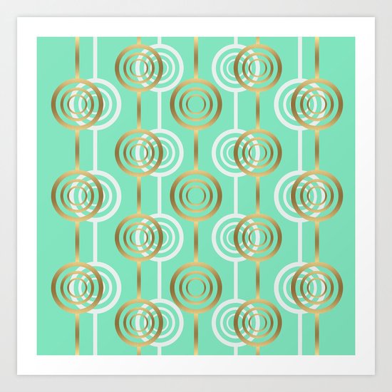 Gold and Mint Art Print