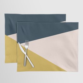 Jag 2. Minimalist Angled Color Block in Navy Blue, Blush Pink, and Mustard Yellow Placemat