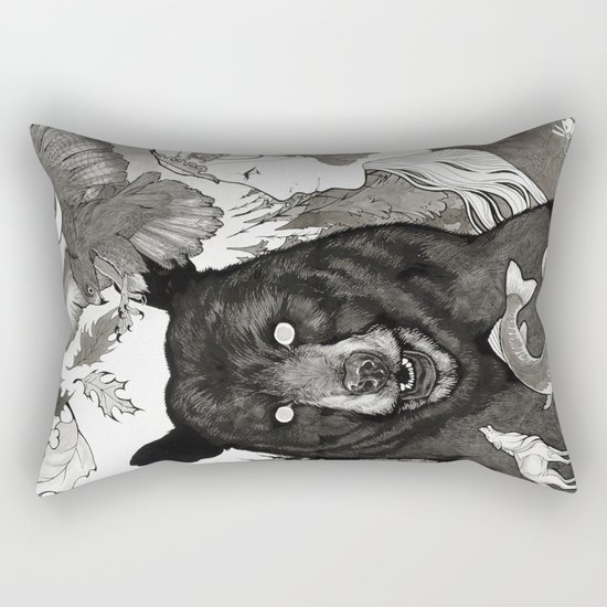 Bear, wolf, pike and falcon Rectangular Pillow