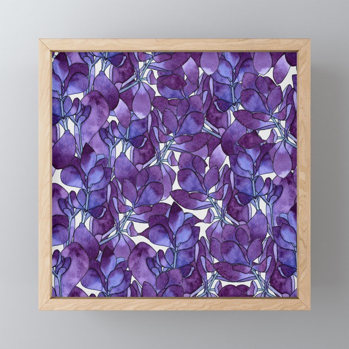 Botanical Purple Violet Pattern Framed Mini Art Print