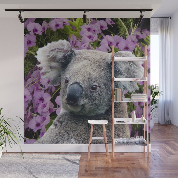 Koala and Orchids Wall Mural