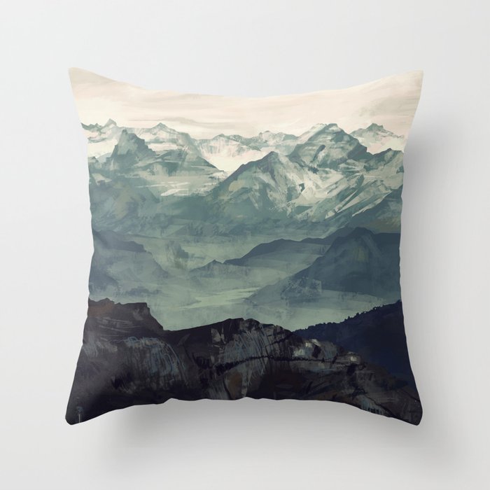Mountain Fog Throw Pillow