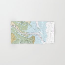 Tybee Island, Daufuskie Island, Calibogue Sound, South End of Hilton Head Island, and Vicinity Nautical Hand & Bath Towel