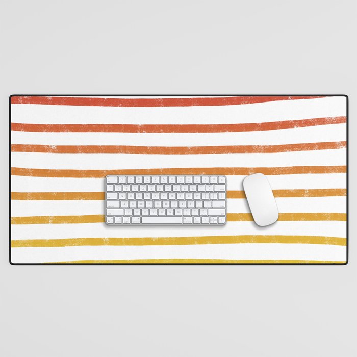 Hand Drawn Ombre Stripes (red/orange/yellow) Desk Mat