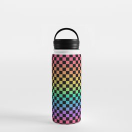 Rainbow and Black Checkerboard Water Bottle