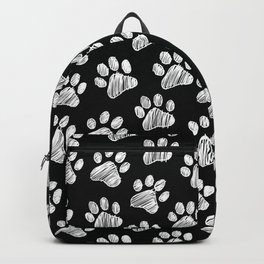 Paws doodle seamless pattern. Digital Illustration Background. Backpack