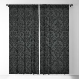 Luxury Black Damask Blackout Curtain