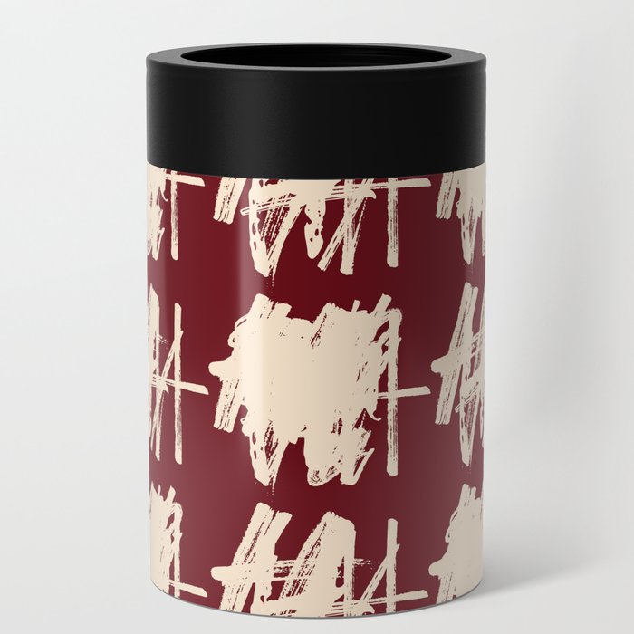 Abstract Painting Red Beige Can Cooler